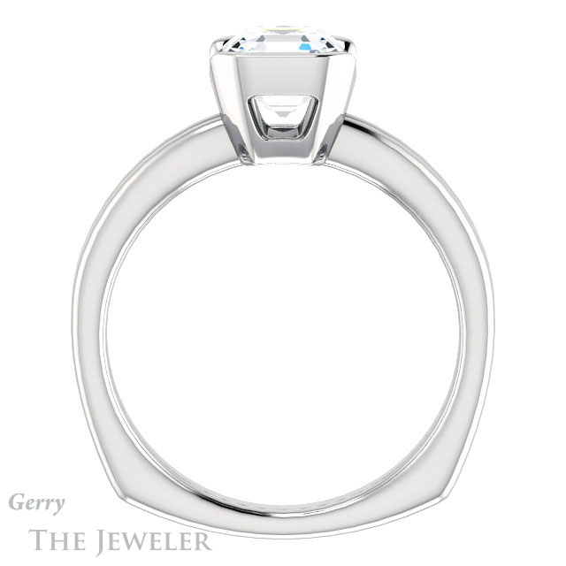 14k White Gold Asscher Cut Forever One Engagement Ring Setting #GTJ1194-asscher-fo-w