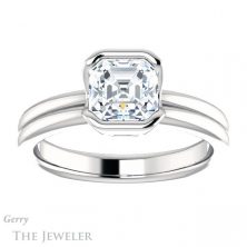 14k White Gold Asscher Cut Forever One Engagement Ring Setting #GTJ1194-asscher-fo-w