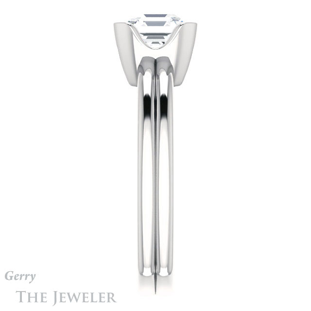 14k White Gold Asscher Cut Forever One Engagement Ring Setting #GTJ1194-asscher-fo-w