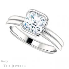 14k White Gold Asscher Cut Forever One Engagement Ring Setting #GTJ1194-asscher-fo-w