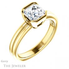14k Yellow Gold Asscher Cut Forever One Engagement Ring Setting #GTJ1194-asscher-fo-y