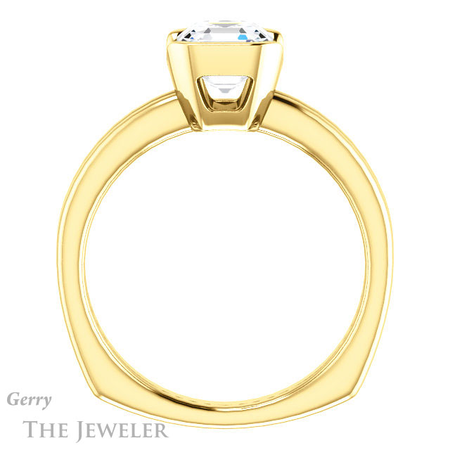14k Yellow Gold Asscher Cut Forever One Engagement Ring Setting #GTJ1194-asscher-fo-y