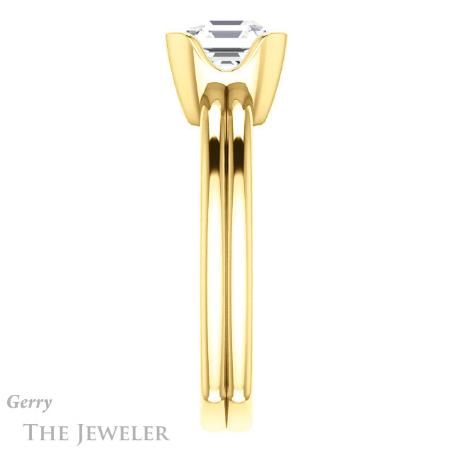 14k Yellow Gold Asscher Cut Forever One Engagement Ring Setting #GTJ1194-asscher-fo-y