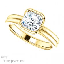 14k Yellow Gold Asscher Cut Forever One Engagement Ring Setting #GTJ1194-asscher-fo-y