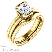 14k Yellow Gold Asscher Cut Forever One Engagement Ring Setting #GTJ1194-asscher-fo-y