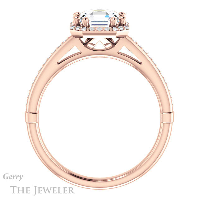 14k Rose Gold Asscher Cut Forever One Engagement Ring Setting #GTJ1195-asscher-fo-r