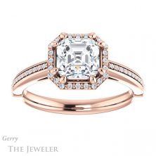 14k Rose Gold Asscher Cut Forever One Engagement Ring Setting #GTJ1195-asscher-fo-r 1 14k Rose Gold Asscher Cut Forever One Engagement Ring Setting #GTJ1195-asscher-fo-r