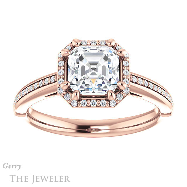 14k Rose Gold Asscher Cut Forever One Engagement Ring Setting #GTJ1195-asscher-fo-r
