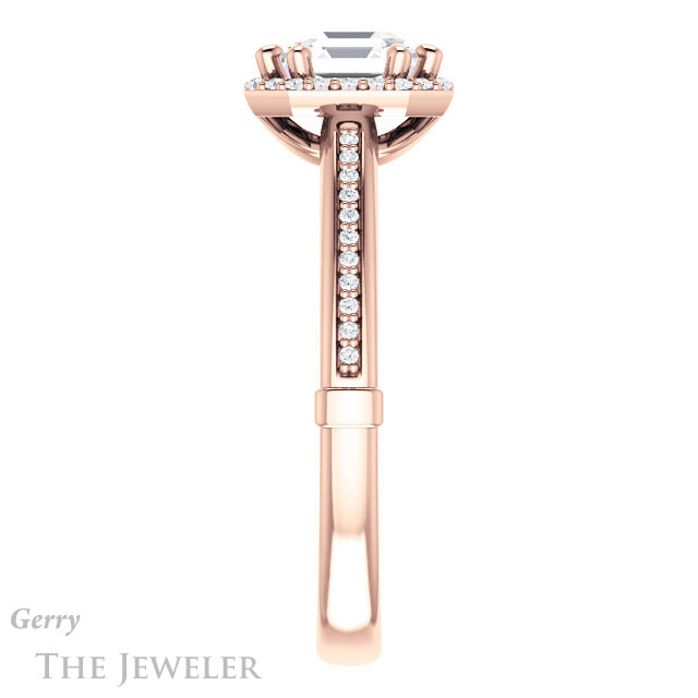 14k Rose Gold Asscher Cut Forever One Engagement Ring Setting #GTJ1195-asscher-fo-r 3 14k Rose Gold Asscher Cut Forever One Engagement Ring Setting #GTJ1195-asscher-fo-r