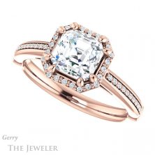14k Rose Gold Asscher Cut Forever One Engagement Ring Setting #GTJ1195-asscher-fo-r 5 14k Rose Gold Asscher Cut Forever One Engagement Ring Setting #GTJ1195-asscher-fo-r