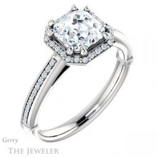 14k White Gold Asscher Cut Forever One Engagement Ring Setting #GTJ1195-asscher-fo-w 4 14k White Gold Asscher Cut Forever One Engagement Ring Setting #GTJ1195-asscher-fo-w