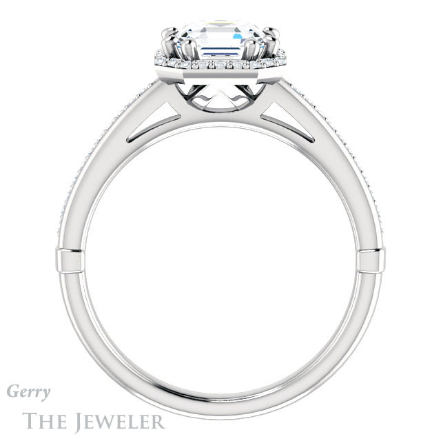 14k White Gold Asscher Cut Forever One Engagement Ring Setting #GTJ1195-asscher-fo-w