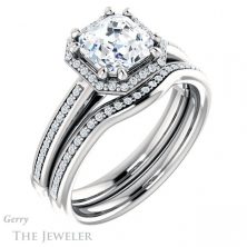 14k White Gold Asscher Cut Forever One Engagement Ring Setting #GTJ1195-asscher-fo-w 6 14k White Gold Asscher Cut Forever One Engagement Ring Setting #GTJ1195-asscher-fo-w