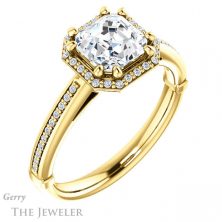 14k Yellow Gold Asscher Cut Forever One Engagement Ring Setting #GTJ1195-asscher-fo-y