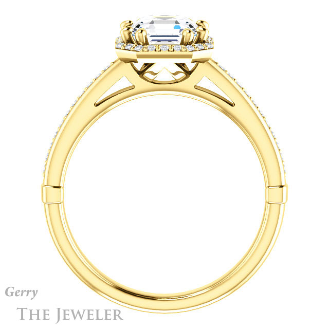 14k Yellow Gold Asscher Cut Forever One Engagement Ring Setting #GTJ1195-asscher-fo-y