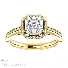 14k Yellow Gold Asscher Cut Forever One Engagement Ring Setting #GTJ1195-asscher-fo-y