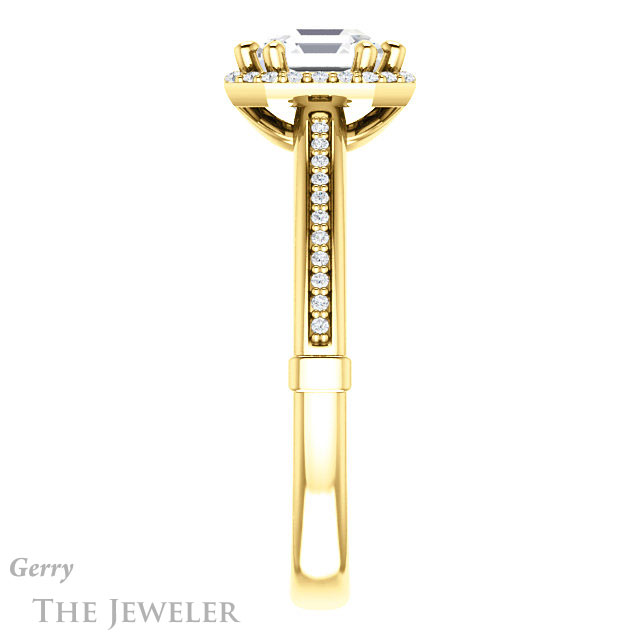 14k Yellow Gold Asscher Cut Forever One Engagement Ring Setting #GTJ1195-asscher-fo-y