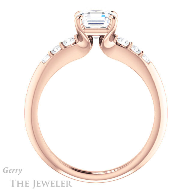 14k Rose Gold Asscher Cut Forever One Engagement Ring Setting #GTJ1196-asscher-fo-r