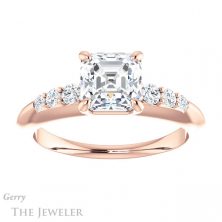 14k Rose Gold Asscher Cut Forever One Engagement Ring Setting #GTJ1196-asscher-fo-r