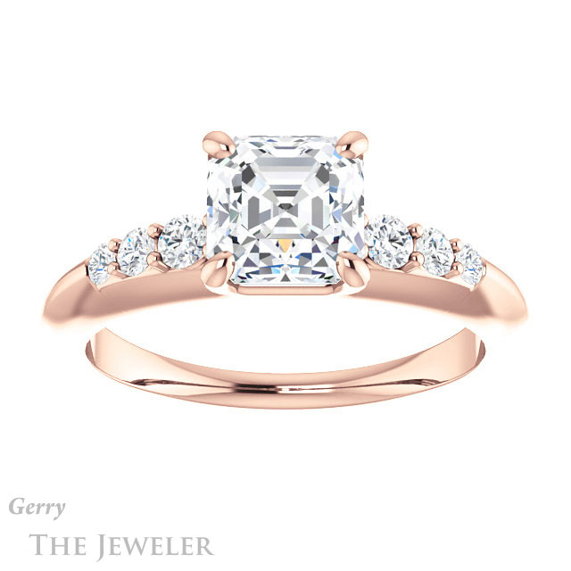 14k Rose Gold Asscher Cut Forever One Engagement Ring Setting #GTJ1196-asscher-fo-r