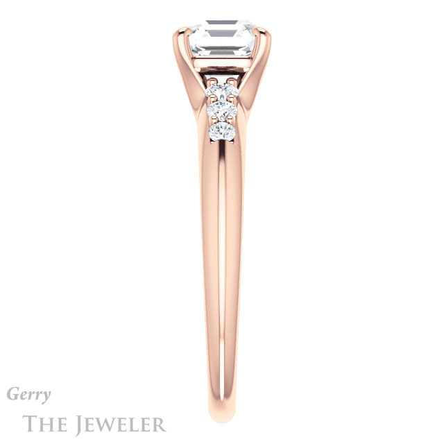 14k Rose Gold Asscher Cut Forever One Engagement Ring Setting #GTJ1196-asscher-fo-r
