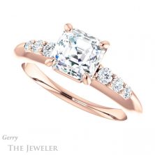 14k Rose Gold Asscher Cut Forever One Engagement Ring Setting #GTJ1196-asscher-fo-r