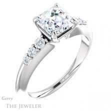 14k White Gold Asscher Cut Forever One Engagement Ring Setting #GTJ1196-asscher-fo-w