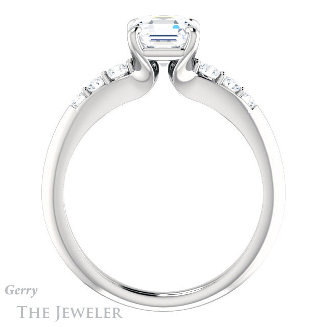 14k White Gold Asscher Cut Forever One Engagement Ring Setting #GTJ1196-asscher-fo-w
