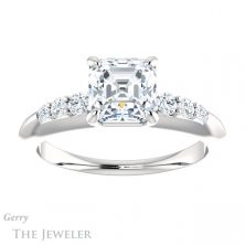 14k White Gold Asscher Cut Forever One Engagement Ring Setting #GTJ1196-asscher-fo-w