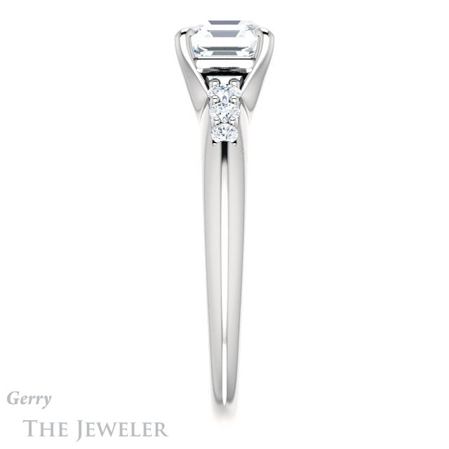 14k White Gold Asscher Cut Forever One Engagement Ring Setting #GTJ1196-asscher-fo-w