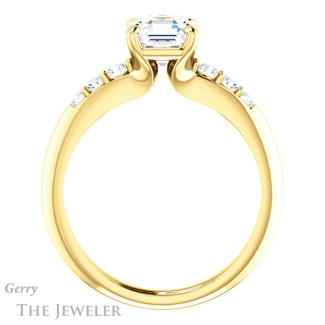 14k Yellow Gold Asscher Cut Forever One Engagement Ring Setting #GTJ1196-asscher-fo-y