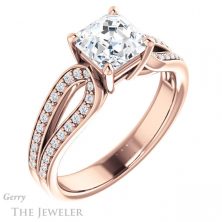 14k Rose Gold Asscher Cut Forever One Engagement Ring Setting #GTJ1198-asscher-fo-r