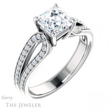 14k White Gold Asscher Cut Forever One Engagement Ring Setting #GTJ1198-asscher-fo-w