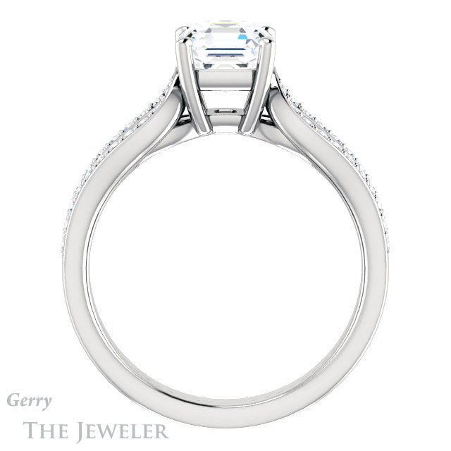 14k White Gold Asscher Cut Forever One Engagement Ring Setting #GTJ1198-asscher-fo-w