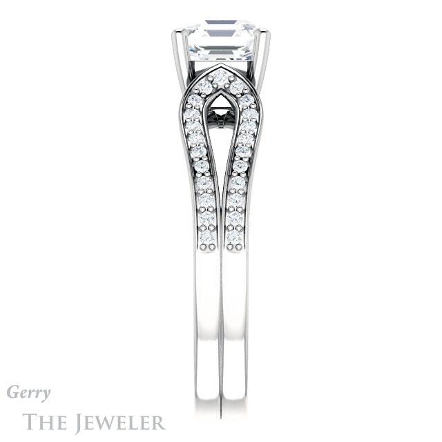 14k White Gold Asscher Cut Forever One Engagement Ring Setting #GTJ1198-asscher-fo-w