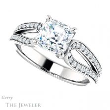 14k White Gold Asscher Cut Forever One Engagement Ring Setting #GTJ1198-asscher-fo-w