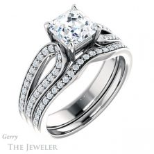 14k White Gold Asscher Cut Forever One Engagement Ring Setting #GTJ1198-asscher-fo-w