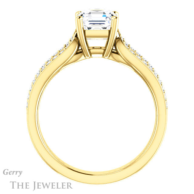 14k Yellow Gold Asscher Cut Forever One Engagement Ring Setting #GTJ1198-asscher-fo-y