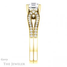 14k Yellow Gold Asscher Cut Forever One Engagement Ring Setting #GTJ1198-asscher-fo-y