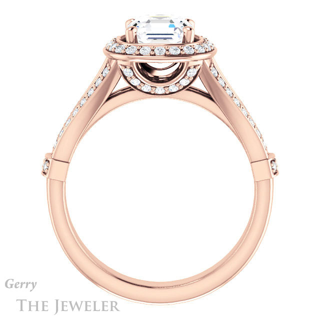 Asscher Cut Forever One Engagement Ring Setting #GTJ1199-asscher-fo-r | Gerry The Jeweler 14k Rose Gold Asscher Cut Forever One Engagement Ring Setting #GTJ1199-asscher-fo-r