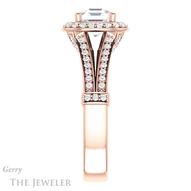 Asscher Cut Forever One Engagement Ring Setting #GTJ1199-asscher-fo-r | Gerry The Jeweler 14k Rose Gold Asscher Cut Forever One Engagement Ring Setting #GTJ1199-asscher-fo-r
