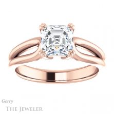 14k Rose Gold Asscher Cut Forever One Engagement Ring Setting #GTJ1200-asscher-fo-r