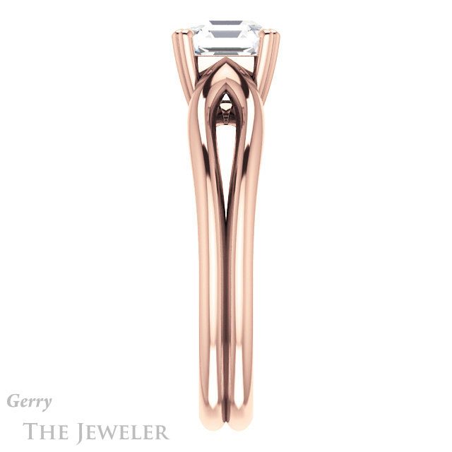 14k Rose Gold Asscher Cut Forever One Engagement Ring Setting #GTJ1200-asscher-fo-r