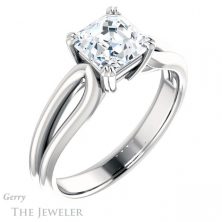 14k White Gold Asscher Cut Forever One Engagement Ring Setting #GTJ1200-asscher-fo-w
