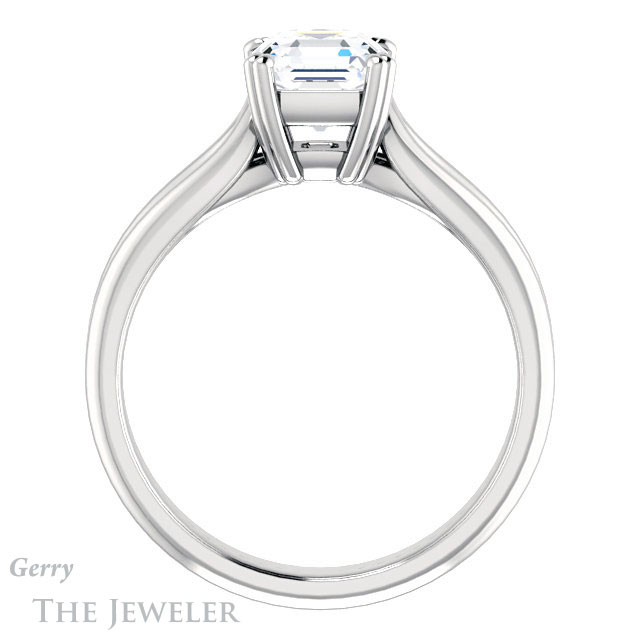 14k White Gold Asscher Cut Forever One Engagement Ring Setting #GTJ1200-asscher-fo-w