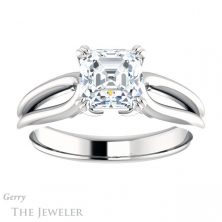 14k White Gold Asscher Cut Forever One Engagement Ring Setting #GTJ1200-asscher-fo-w