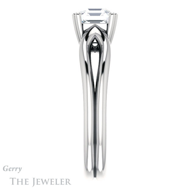 14k White Gold Asscher Cut Forever One Engagement Ring Setting #GTJ1200-asscher-fo-w