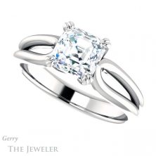 14k White Gold Asscher Cut Forever One Engagement Ring Setting #GTJ1200-asscher-fo-w