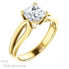 14k Yellow Gold Asscher Cut Forever One Engagement Ring Setting #GTJ1200-asscher-fo-y