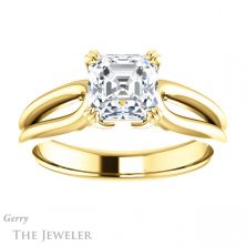 14k Yellow Gold Asscher Cut Forever One Engagement Ring Setting #GTJ1200-asscher-fo-y